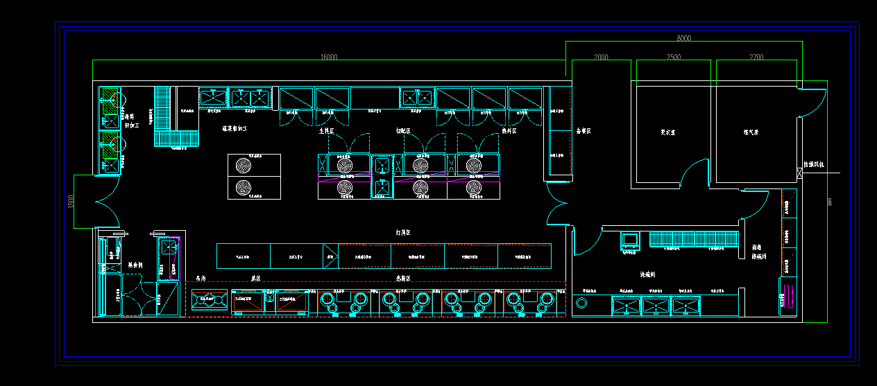 酒店厨房工程布局图